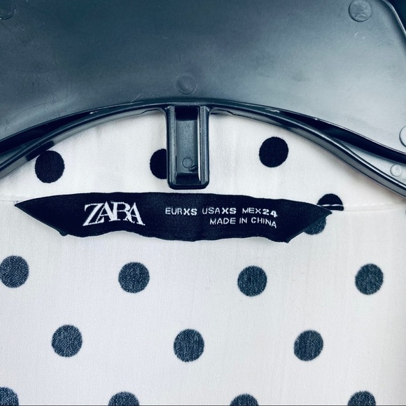 ZARA polka dot button down oversized Tunic Top Size XS - Picture 4 of 6